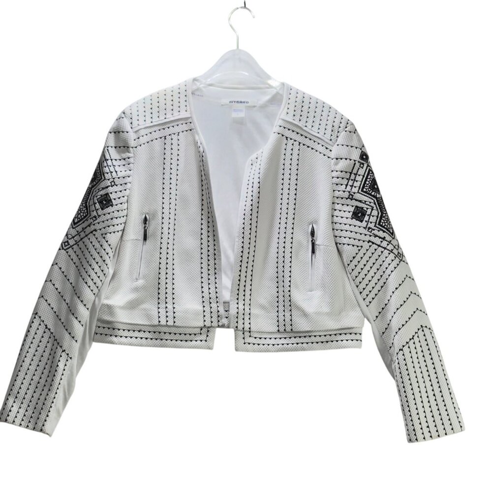Nygard Womens Aztec Pattern White & Black Cropped Jacket Size L - Picture 6 of 11